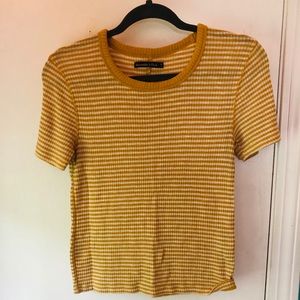 Abercrombie and Fitch Yellow and White Shirt